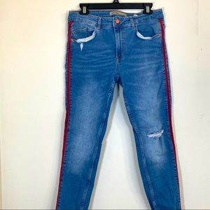 ZARA JEANS RED STRIPE